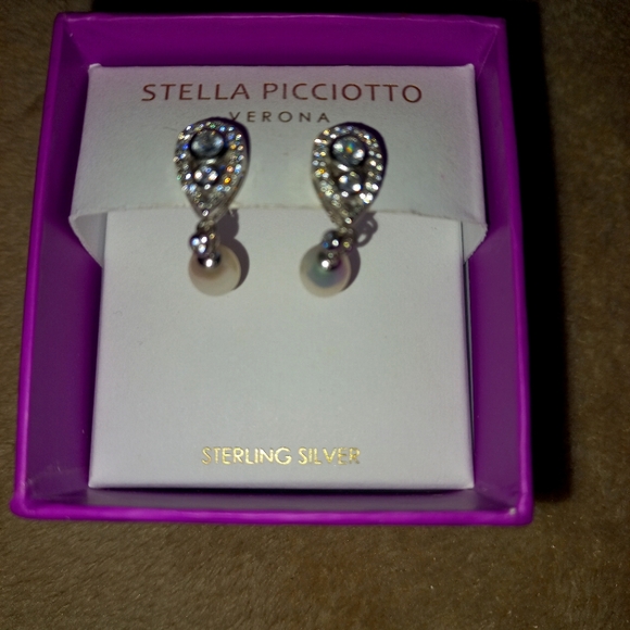 Stella Picciotto Jewelry - Stella Picciotto Verona- Sterling Silver Earnings Teardrops & Pearl